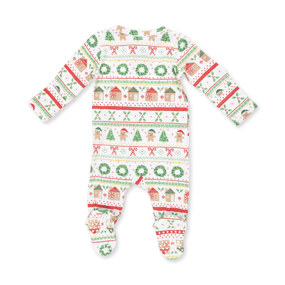 Angel Dear Gingerbread Fair Isle Uni 2 Way Zipper Footie