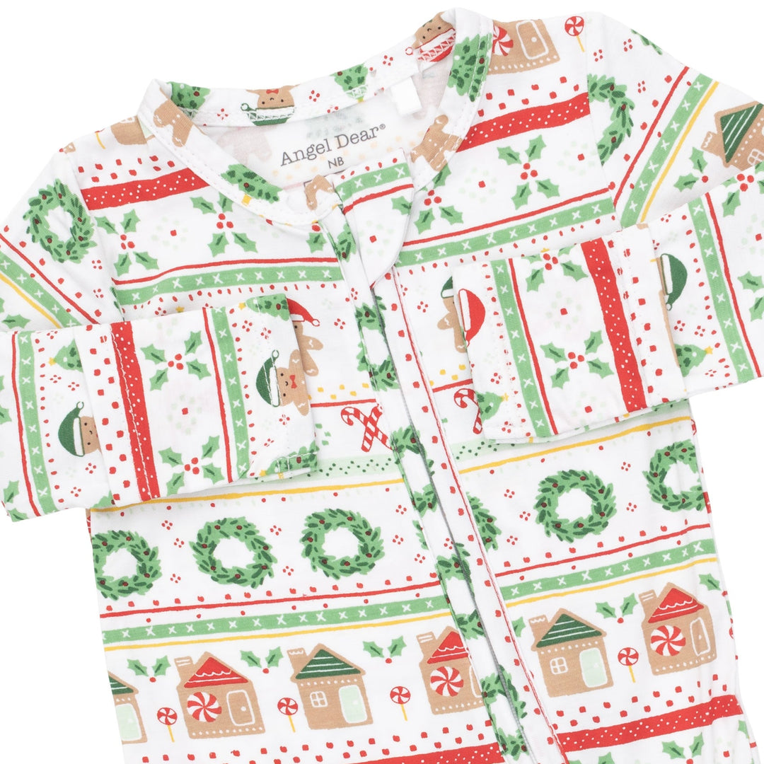 Angel Dear Gingerbread Fair Isle Uni 2 Way Zipper Footie