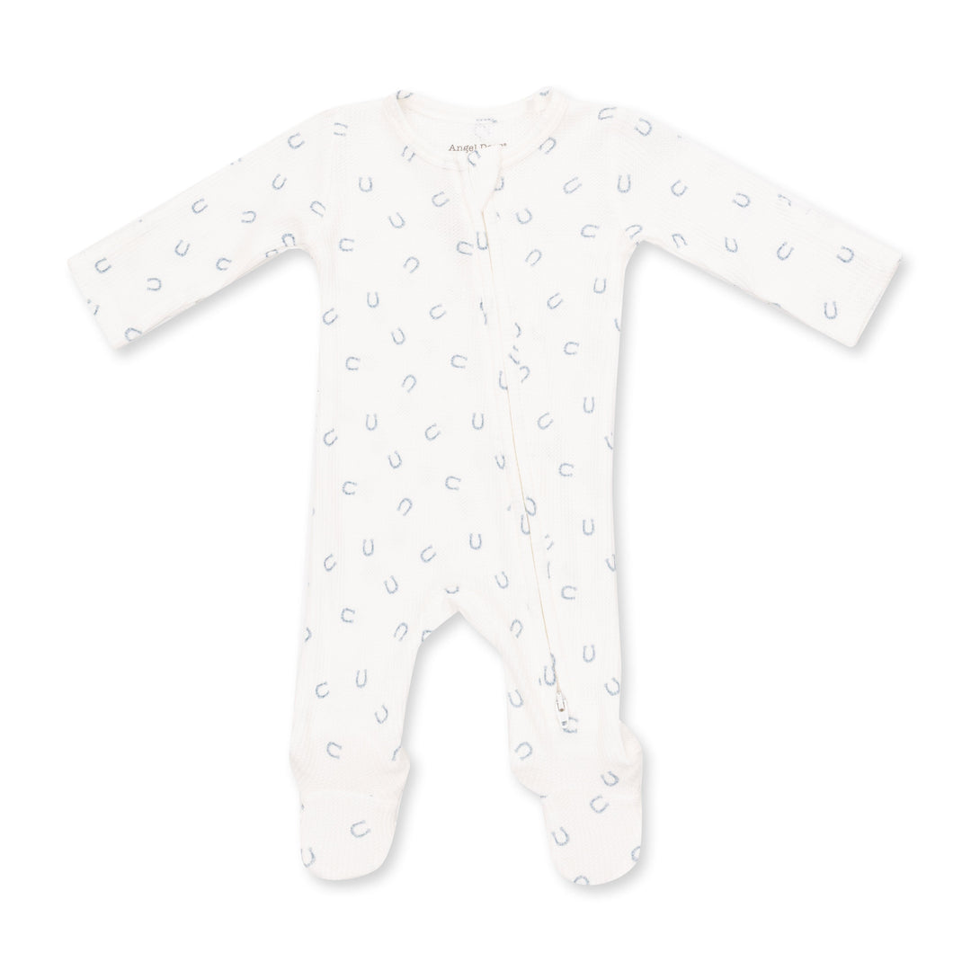 Angel Dear Little Horseshoes Blue 2 Way Zipper Footie