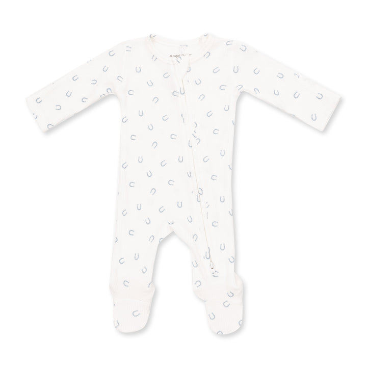 Angel Dear Little Horseshoes Blue 2 Way Zipper Footie
