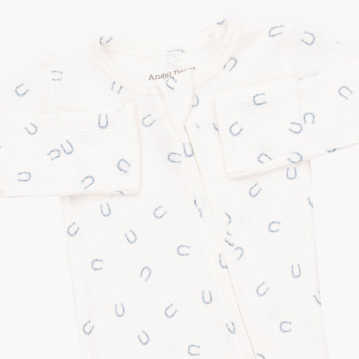Angel Dear Little Horseshoes Blue 2 Way Zipper Footie