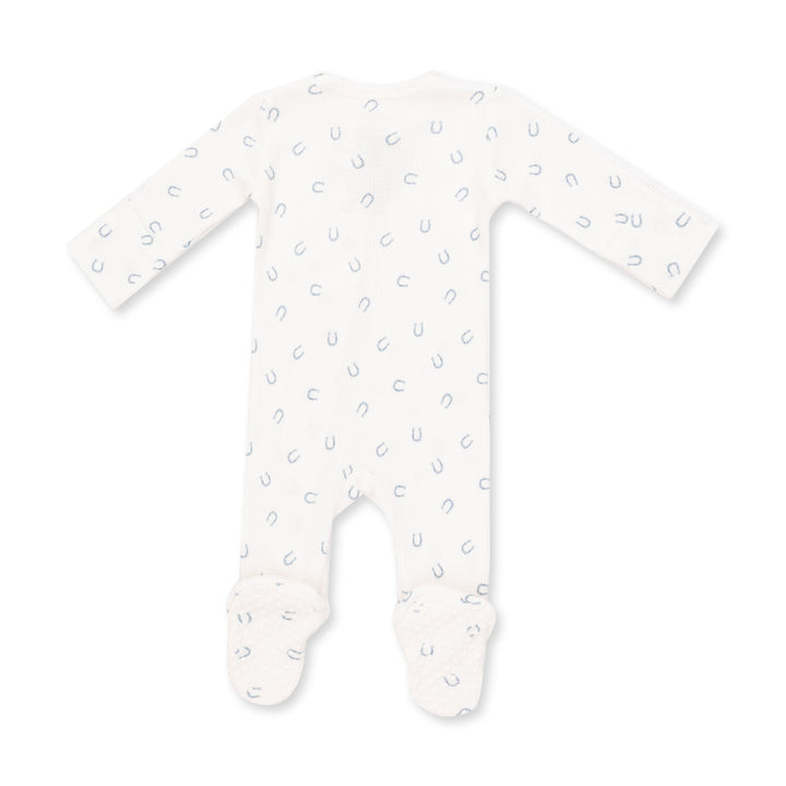 Angel Dear Little Horseshoes Blue 2 Way Zipper Footie