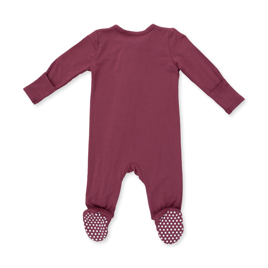 Angel Dear Solid Oxblood Red 2 Way Zipper Footie