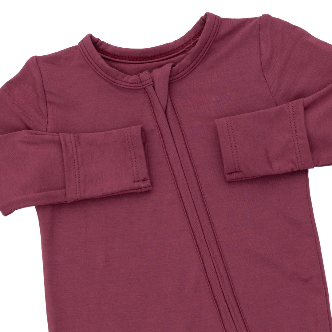 Angel Dear Solid Oxblood Red 2 Way Zipper Footie