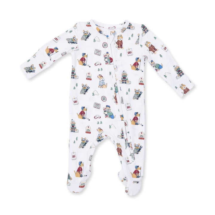 Angel Dear Winter Sports Dogs Green 2 Way Zipper Footie