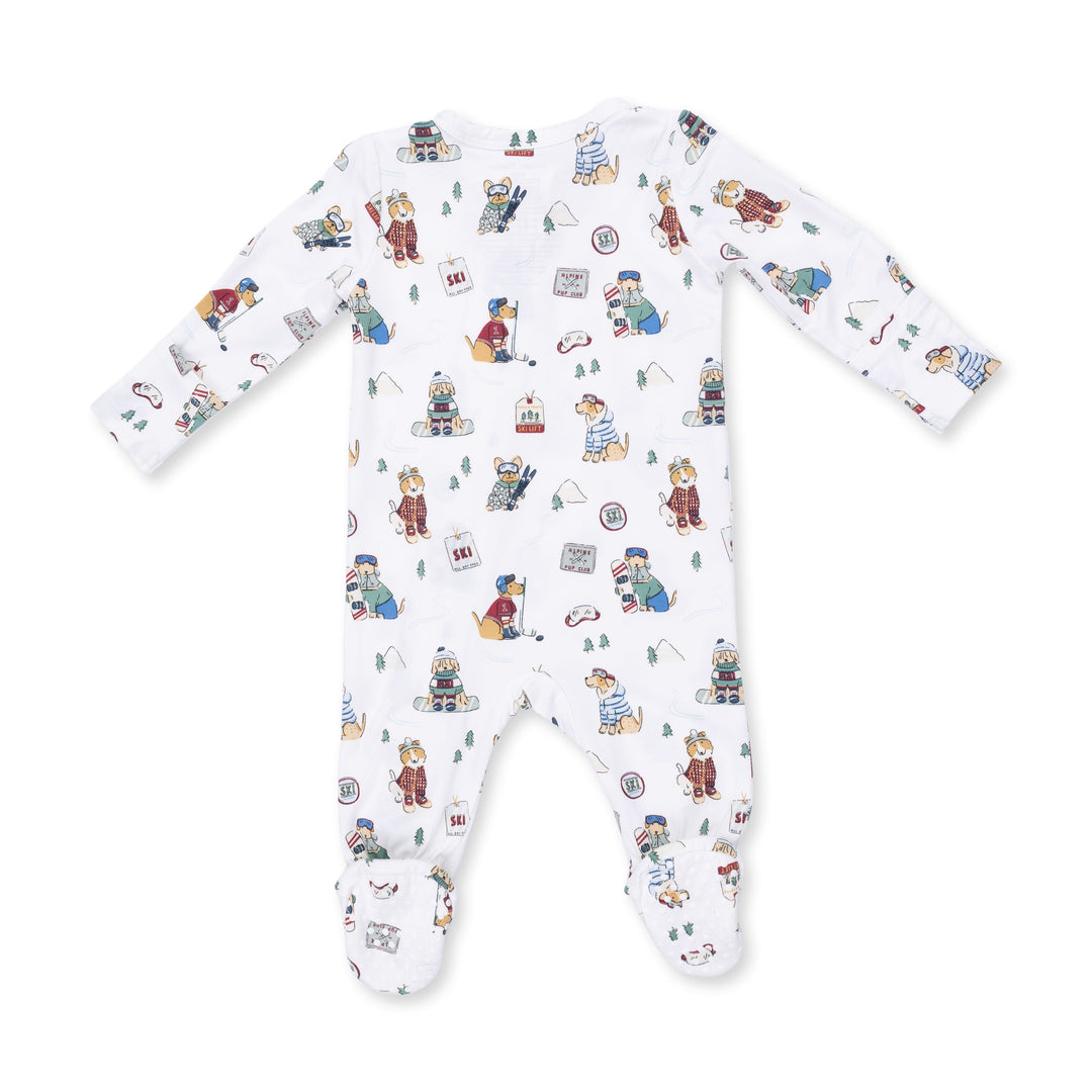 Angel Dear Winter Sports Dogs Green 2 Way Zipper Footie