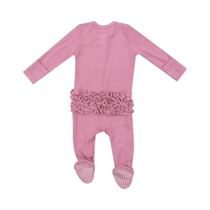 Wild Rose Ruffle Zipper Footie