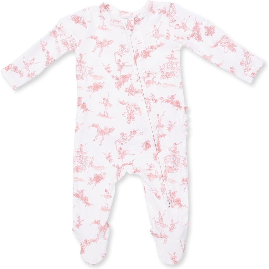 Angel Dear Ballet Toile 2 Way Ruffle Back Zipper Footie