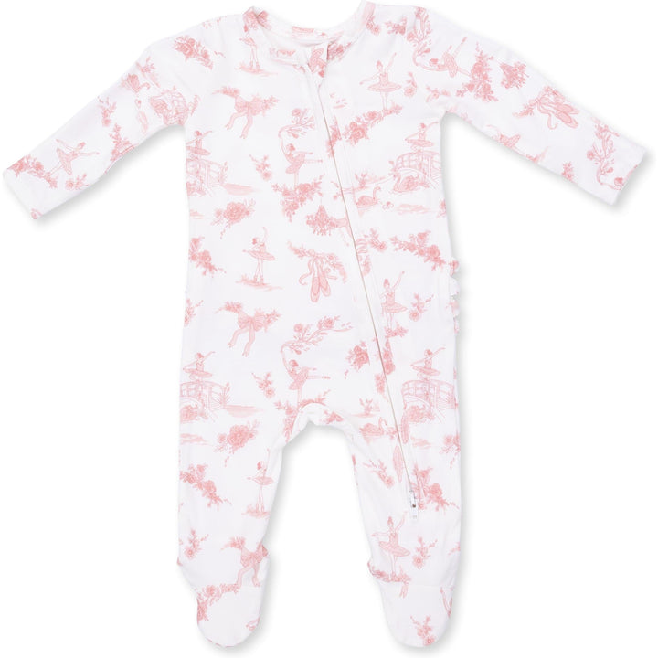 Angel Dear Ballet Toile 2 Way Ruffle Back Zipper Footie