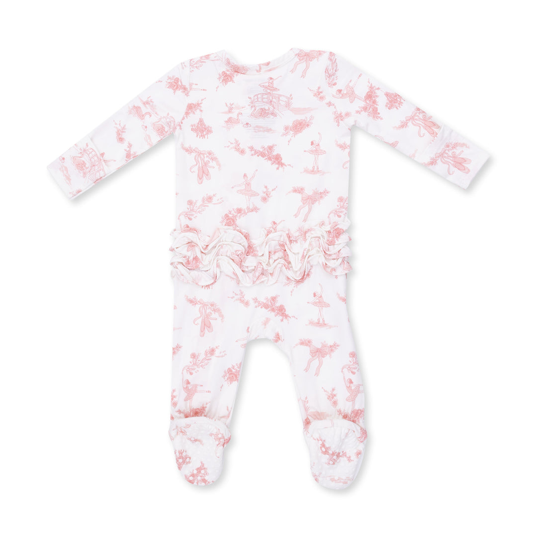 Angel Dear Ballet Toile 2 Way Ruffle Back Zipper Footie
