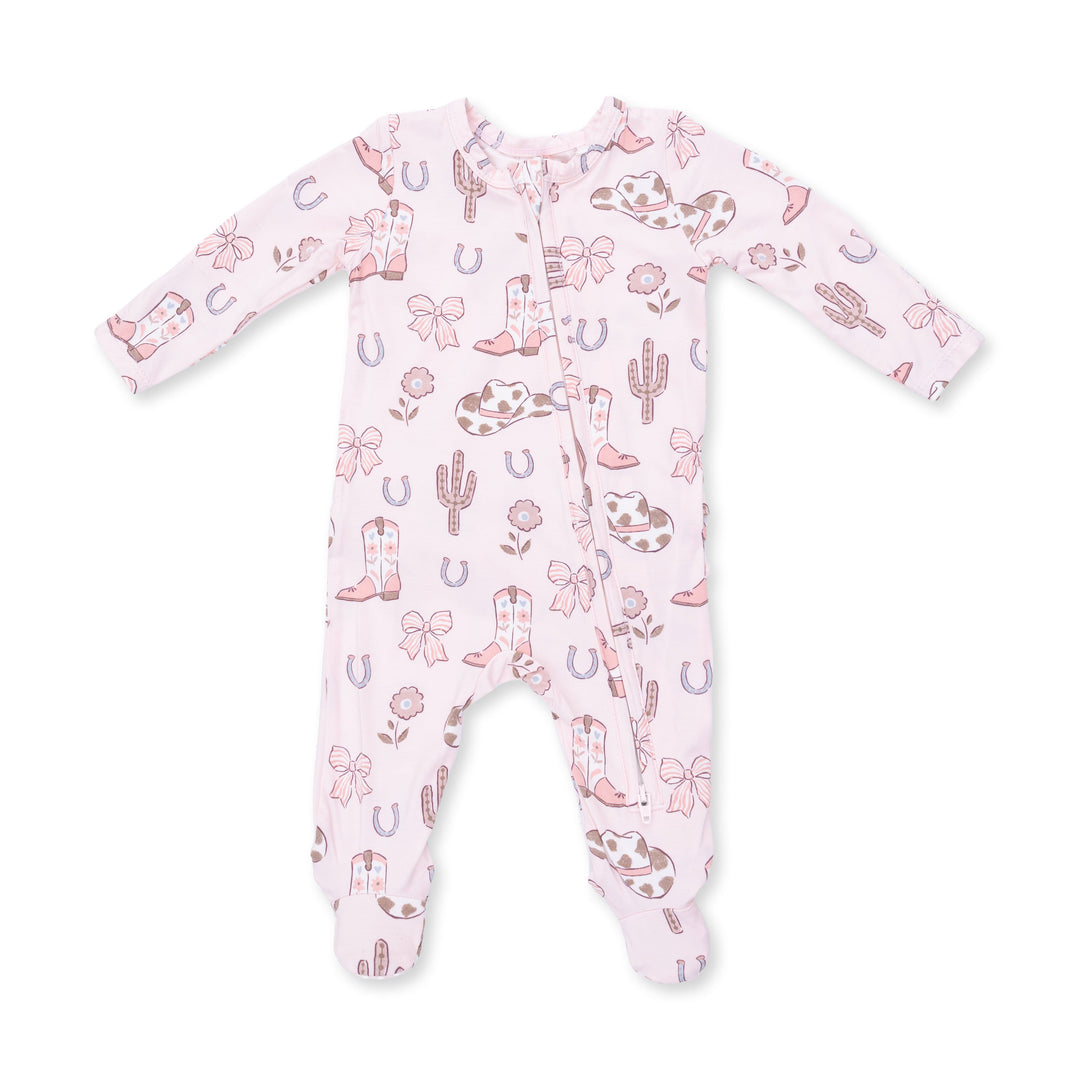 Angel Dear Cowgirl Boots & Bows 2 Way Ruffle Back Zipper Footie
