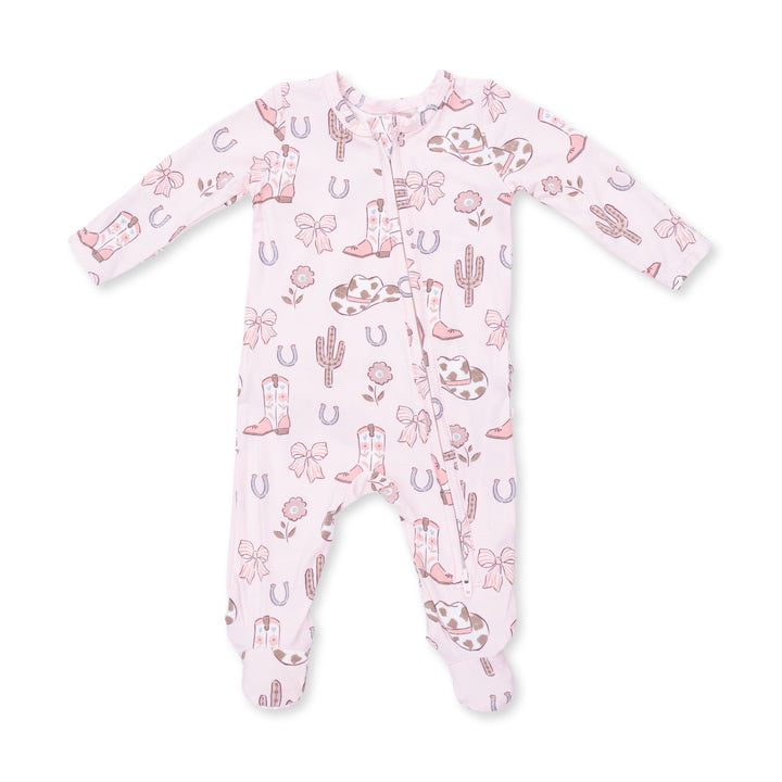 Angel Dear Cowgirl Boots & Bows 2 Way Ruffle Back Zipper Footie