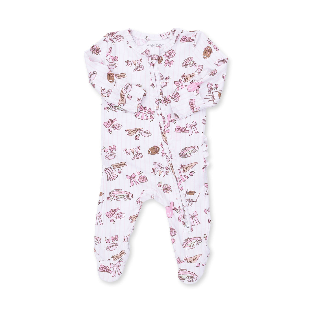 Angel Dear Football Cheer Nursery 2 Way Ruffle Back Zipper Footie