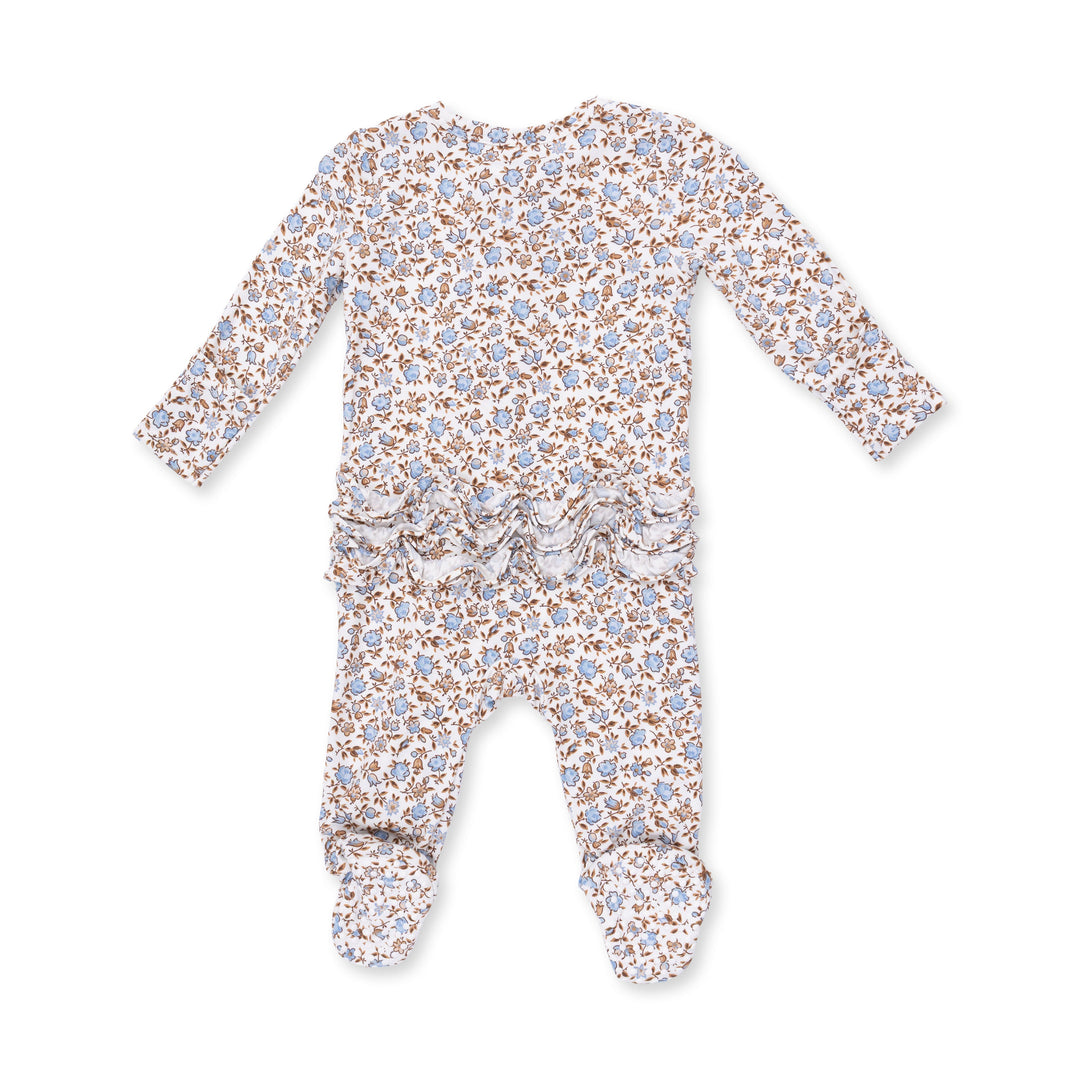 Angel Dear Hazel Floral 2 Way Ruffle Back Zipper Footie