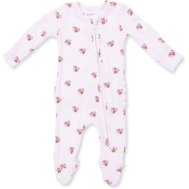 Angel Dear Mini Football Hearts 2 Way Ruffle Back Zipper Footie