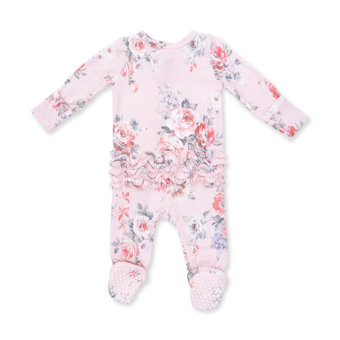 Angel Dear Painterly Rose Bouquets 2 Way Ruffle Back Zipper Footie