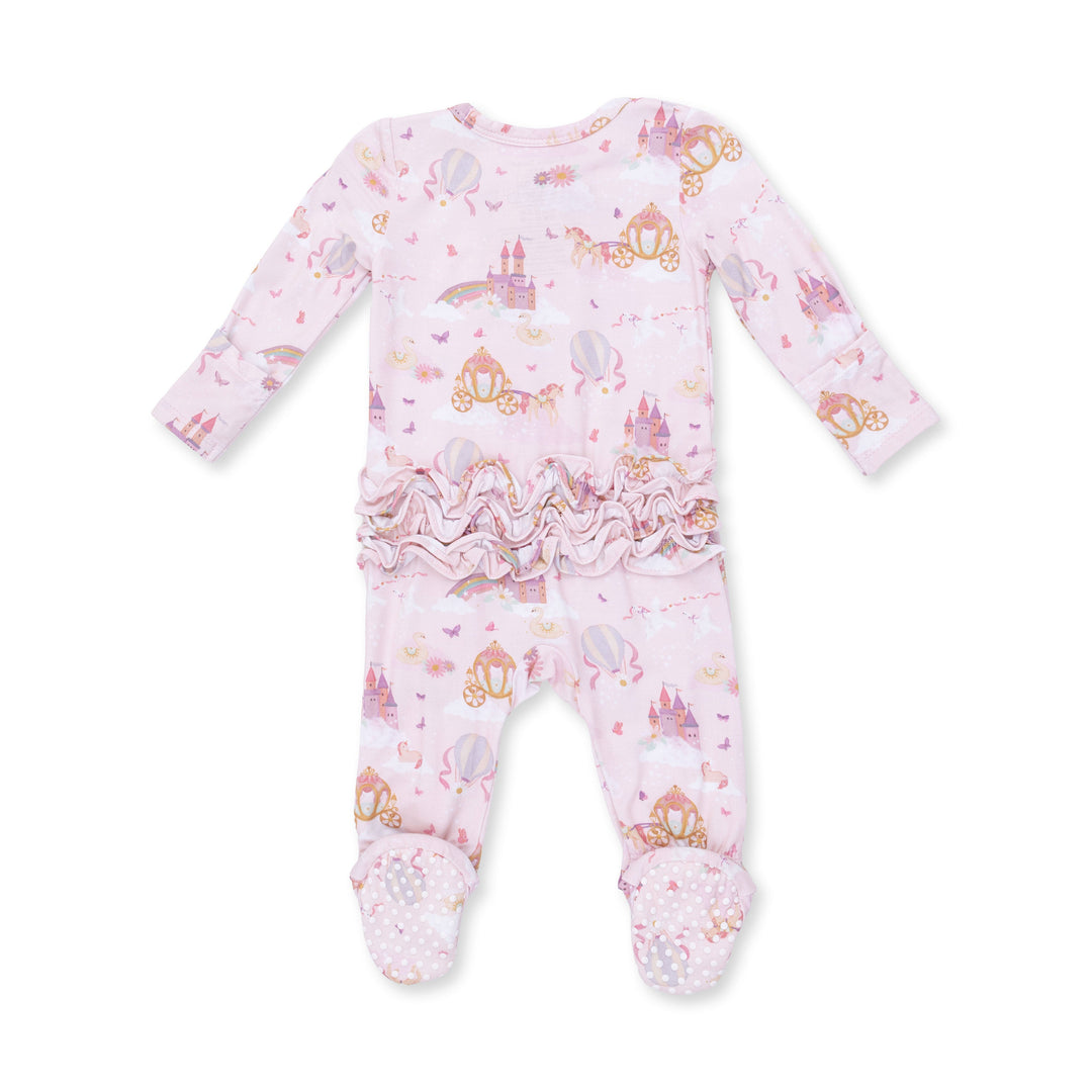 Angel Dear Princess Unicorns & Castle 2 Way Ruffle Back Zipper Footie