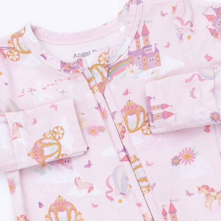 Angel Dear Princess Unicorns & Castle 2 Way Ruffle Back Zipper Footie