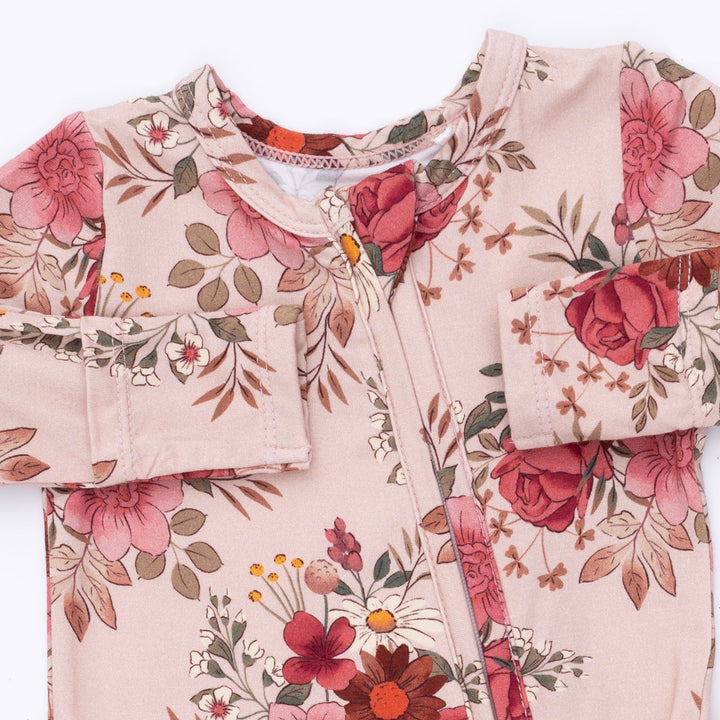 Angel Dear Sabrina Floral 2 Way Ruffle Back Zipper Footie