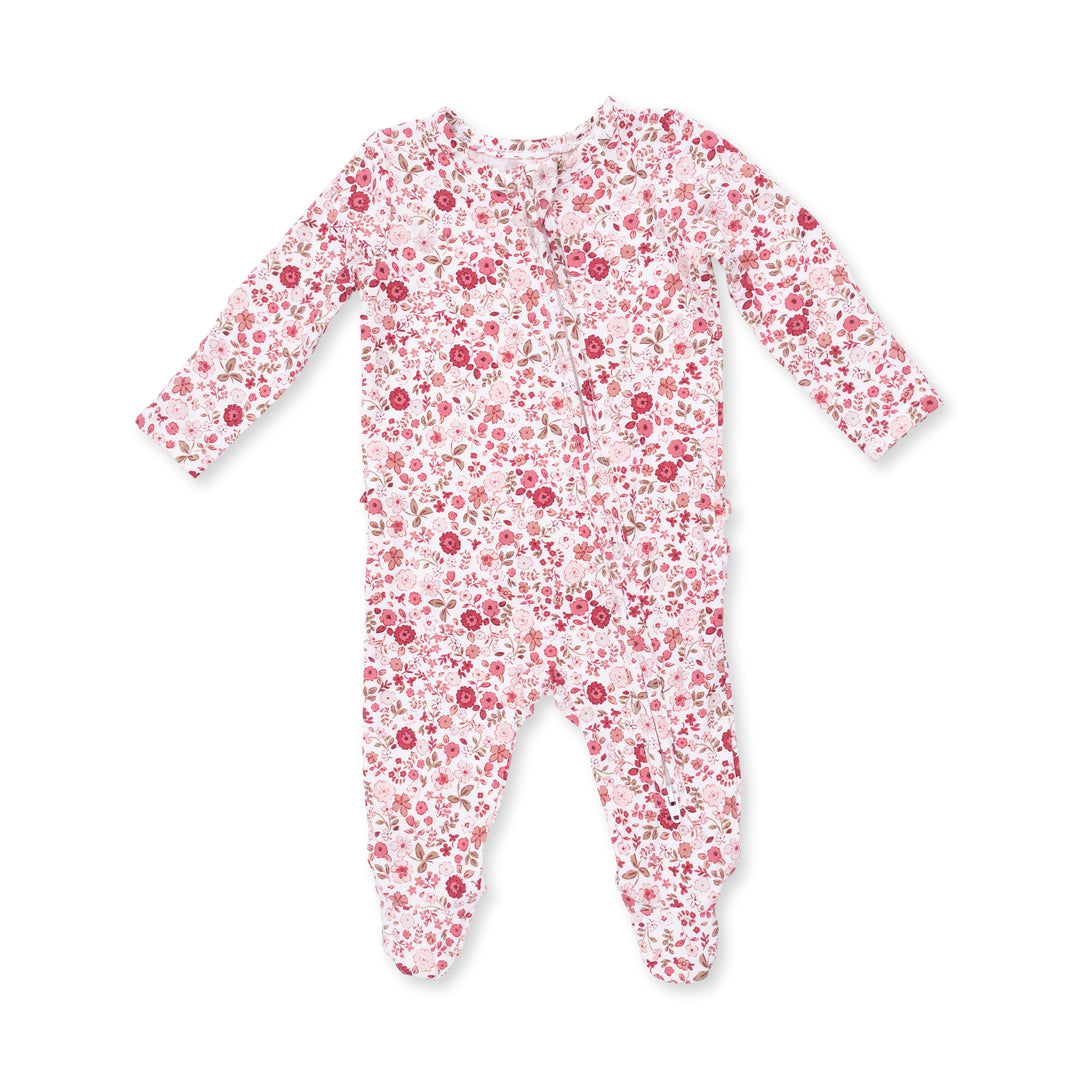 Angel Dear Serene Floral 2 Way Ruffle Back Zipper Footie