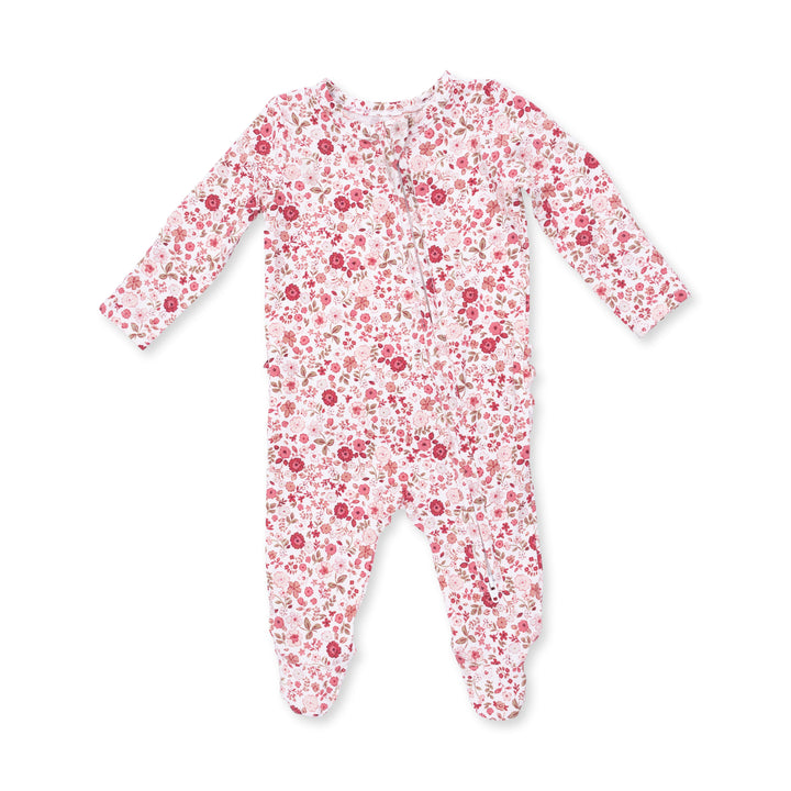 Angel Dear Serene Floral 2 Way Ruffle Back Zipper Footie