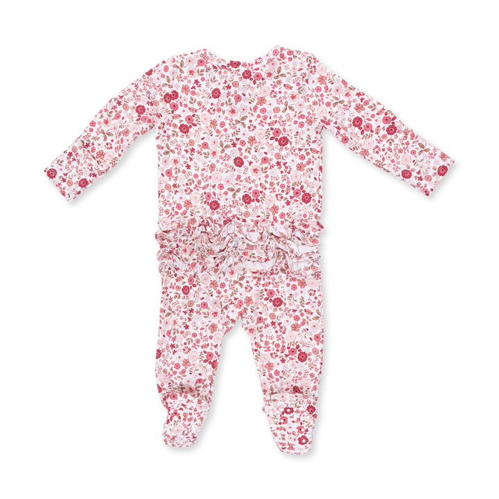 Angel Dear Serene Floral 2 Way Ruffle Back Zipper Footie