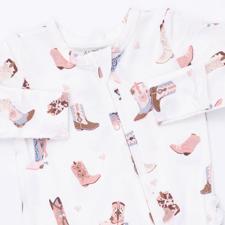 Angel Dear Buckarette Boots 2 Way Ruffle Back Zipper Footie