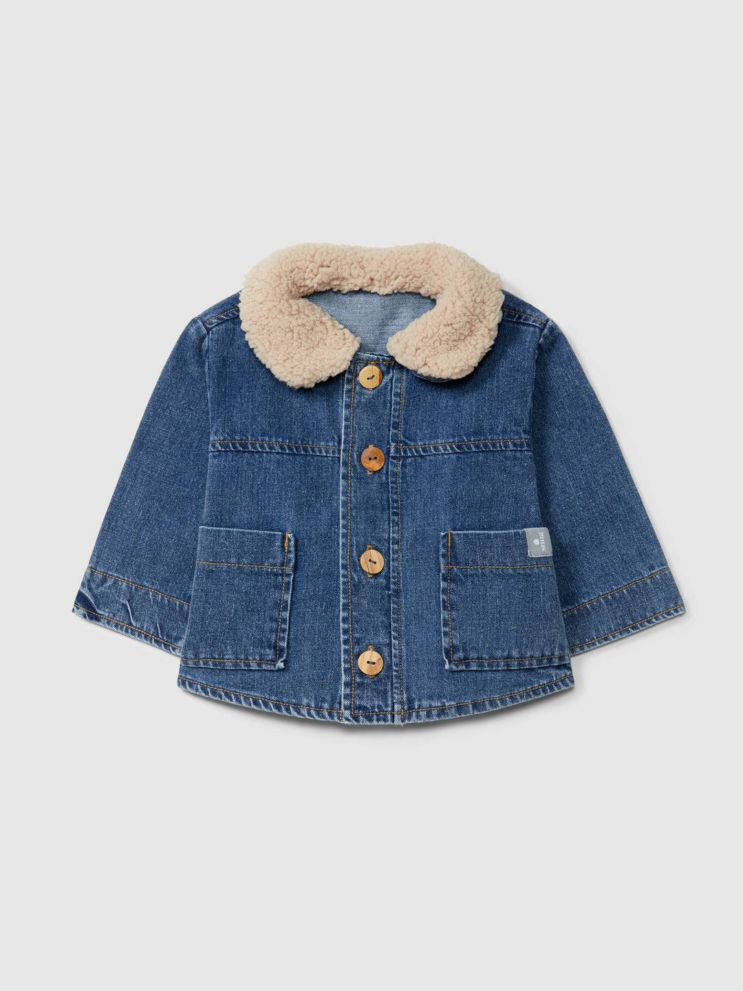 Organic Cotton Sherpa Collar Jacket - Indigo