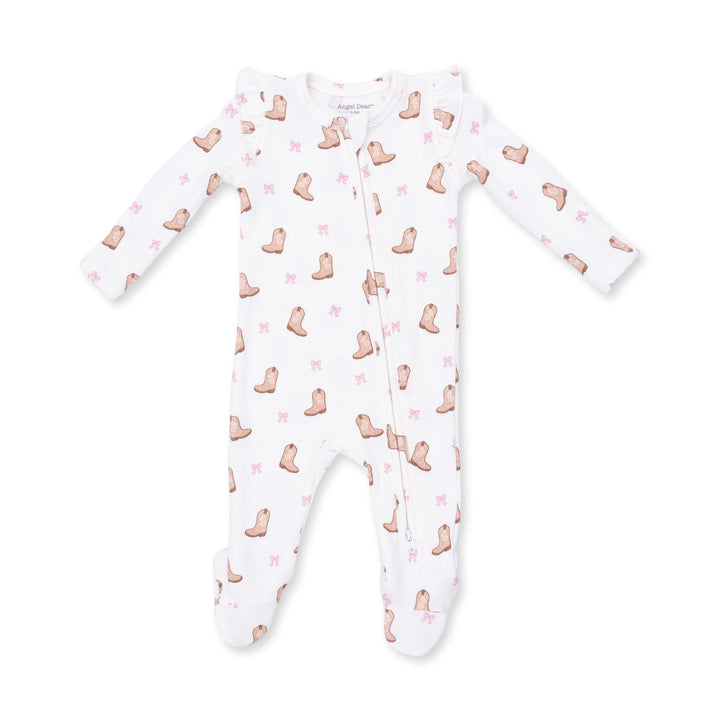Angel Dear Mini Cowgirl Boots 2 Way Ruffle Sleeve Zipper Footie