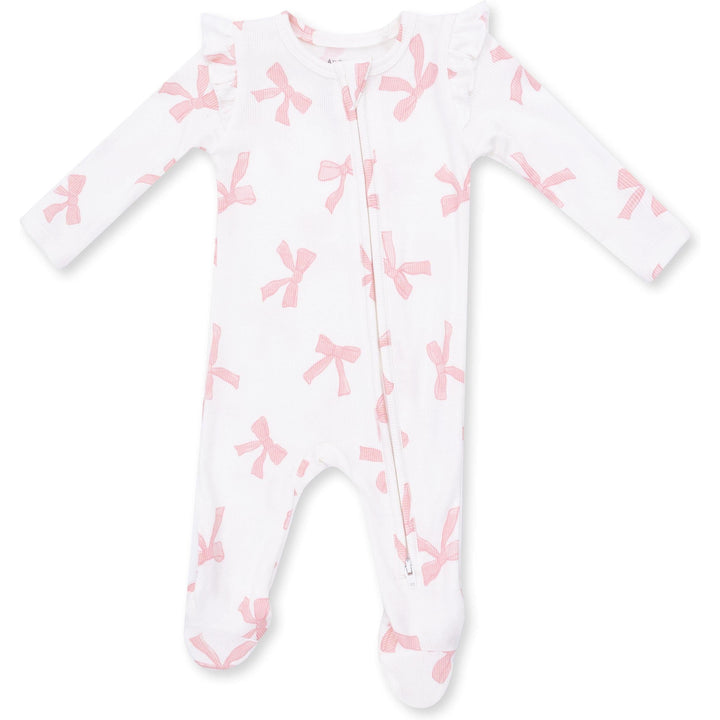 Angel Dear Pretty Bows 2 Way Ruffle Sleeve Zipper Footie