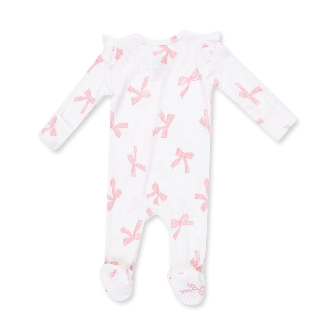 Angel Dear Pretty Bows 2 Way Ruffle Sleeve Zipper Footie