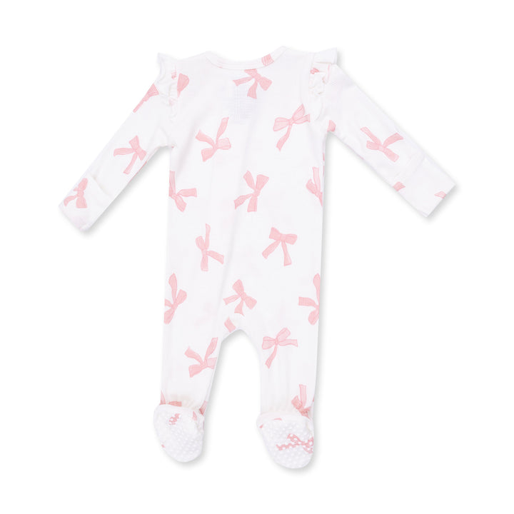 Angel Dear Pretty Bows 2 Way Ruffle Sleeve Zipper Footie