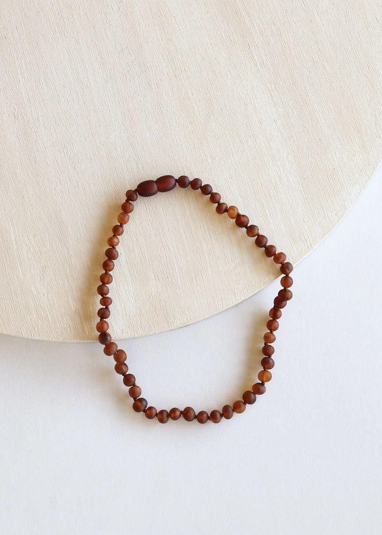Raw Cognac Amber Necklace 11" Baby Necklace