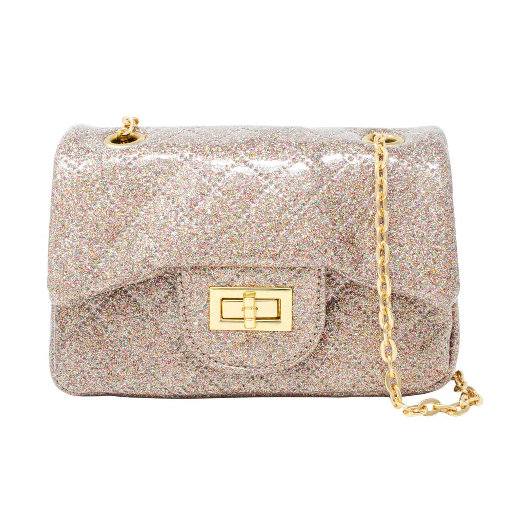 Classic Quilted Sparkle Mini Purse - Rainbow