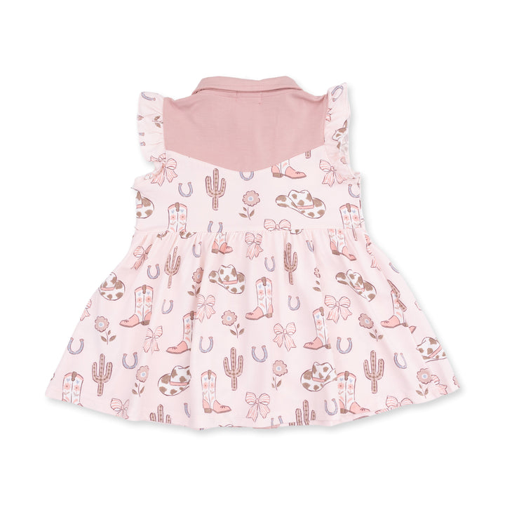 Angel Dear Cowgirl Boots & Bows Western Pearl Snap Dress & Bloomer