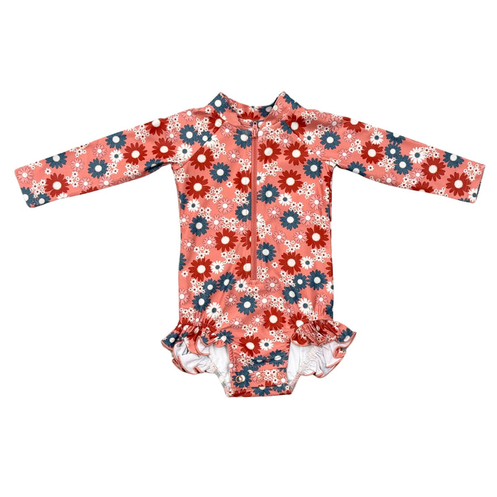One-Piece Ruffle RashGuard Swimsuit - American Cowgirl