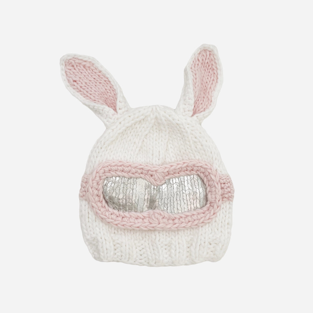 Bunny Ski Goggles Hat Baby Pink