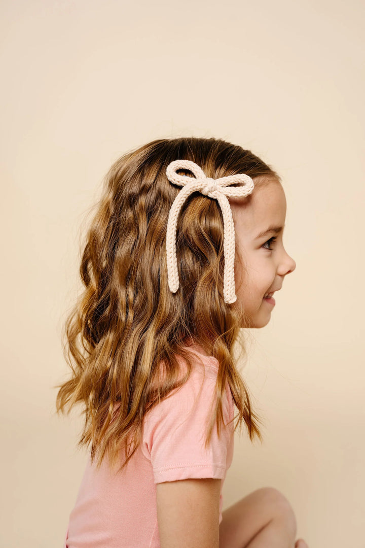 Crochet Bow Oat Sash Clip