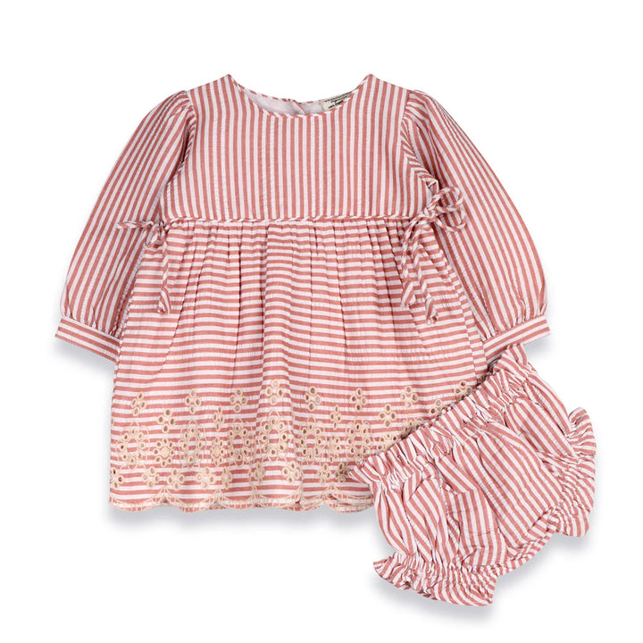 Vivienne Striped Embroidered Dress & Bloomer