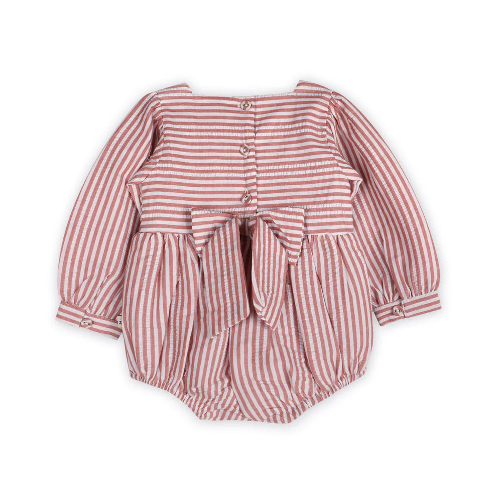 Siena Striped Embroidered Romper & Headband Set