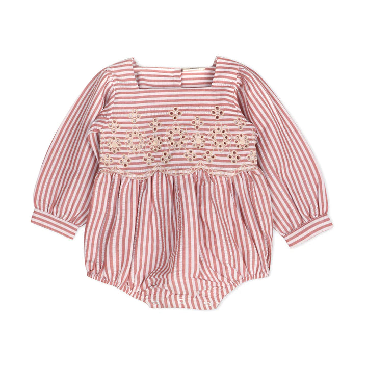 Siena Striped Embroidered Romper & Headband Set