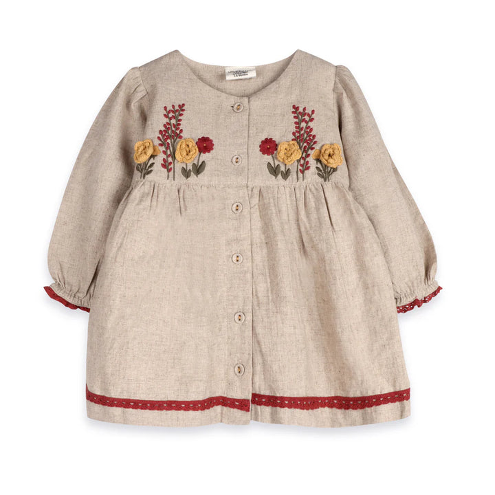 Ravello Linen Embroidered Baby Dress & Bloomer