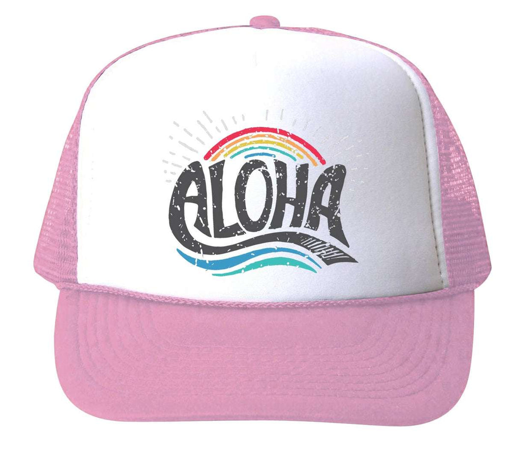 Aloha Rainbow Trucker Hat Baby Pink Bubu hats Baby   [variant_option4] [variant_option5] [variant_option6] [variant_option7] [variant_option8] [variant_option9] 1