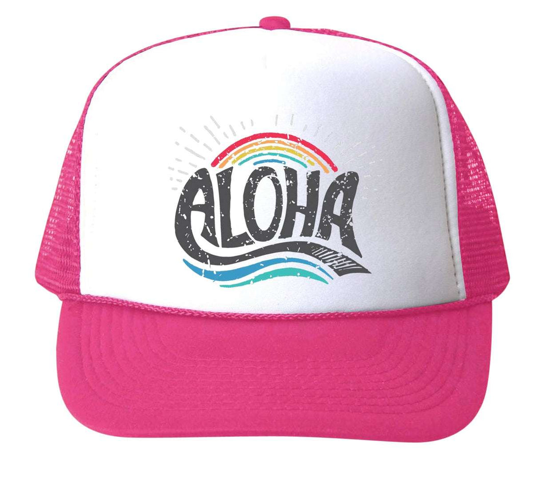 Aloha Rainbow Trucker Hat Hot Pink Bubu hats    [variant_option4] [variant_option5] [variant_option6] [variant_option7] [variant_option8] [variant_option9] 1