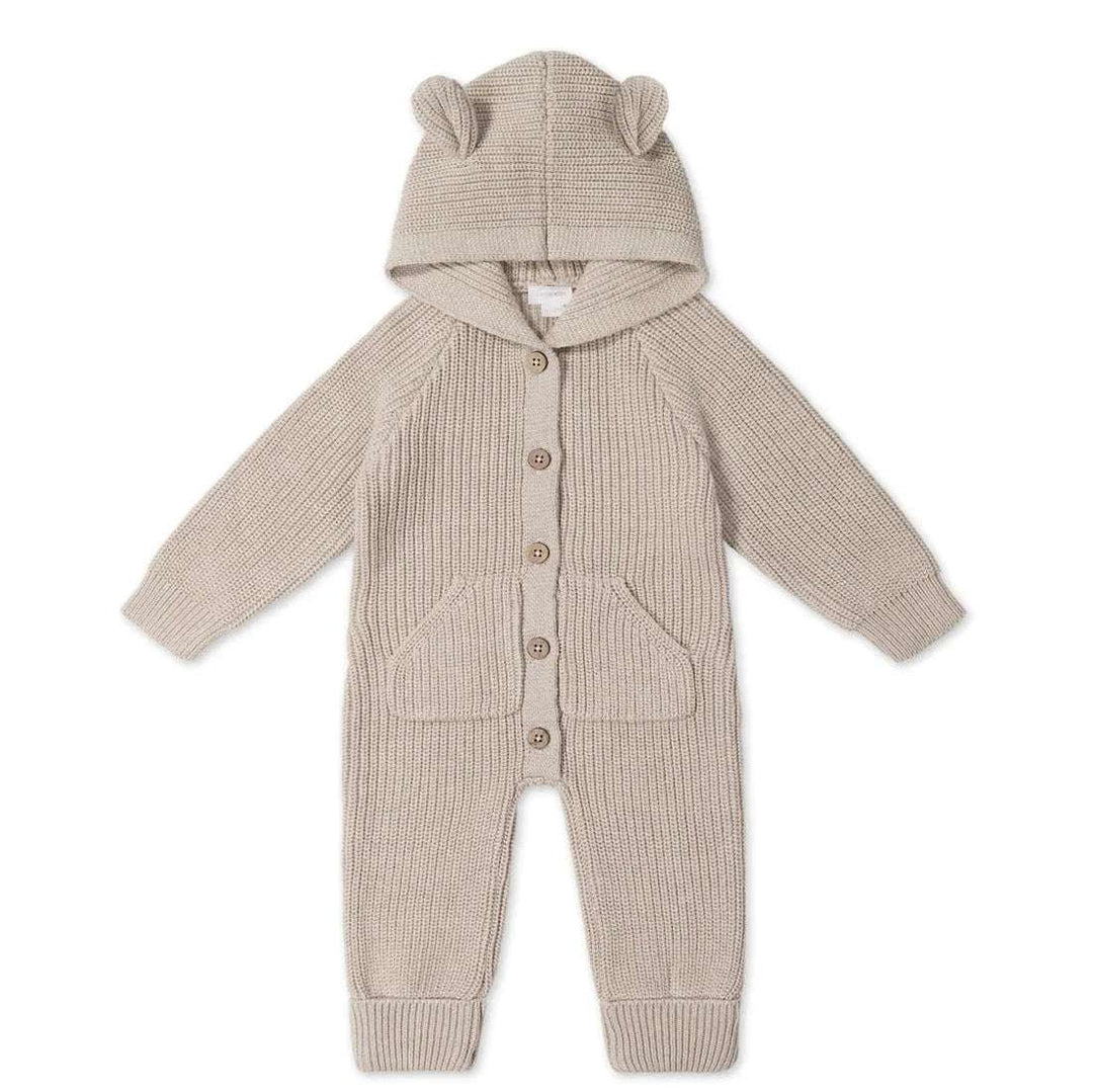 Bear Knit Onepiece - Sand Marle Fleck Jamie Kay 0-3M   [variant_option4] [variant_option5] [variant_option6] [variant_option7] [variant_option8] [variant_option9] 1