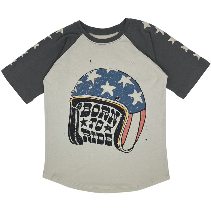 Born To Ride S/S Raglan Tee - Faded Black