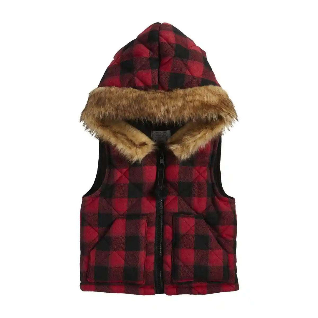 Buffalo Check Hooded Vest MudPie 12-18M   [variant_option4] [variant_option5] [variant_option6] [variant_option7] [variant_option8] [variant_option9] 1