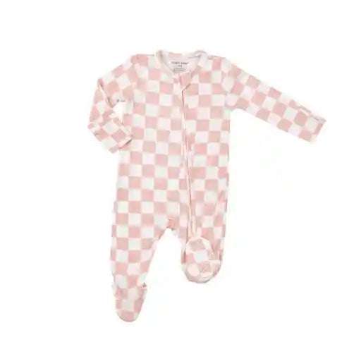 Checkerboard Pink 2 Way Zipper Footie Angel Dear NB   [variant_option4] [variant_option5] [variant_option6] [variant_option7] [variant_option8] [variant_option9] 1