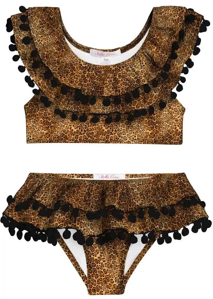 Cheetah Double Ruffle Pom Pom Bikini Stella Cove 2T   [variant_option4] [variant_option5] [variant_option6] [variant_option7] [variant_option8] [variant_option9] 1