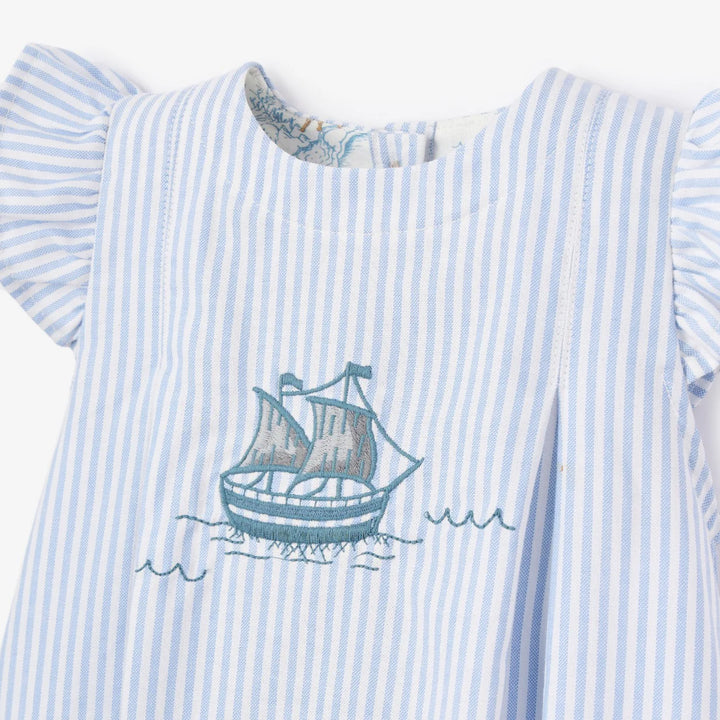 Boat Embroidered Oxford Stripe Dress